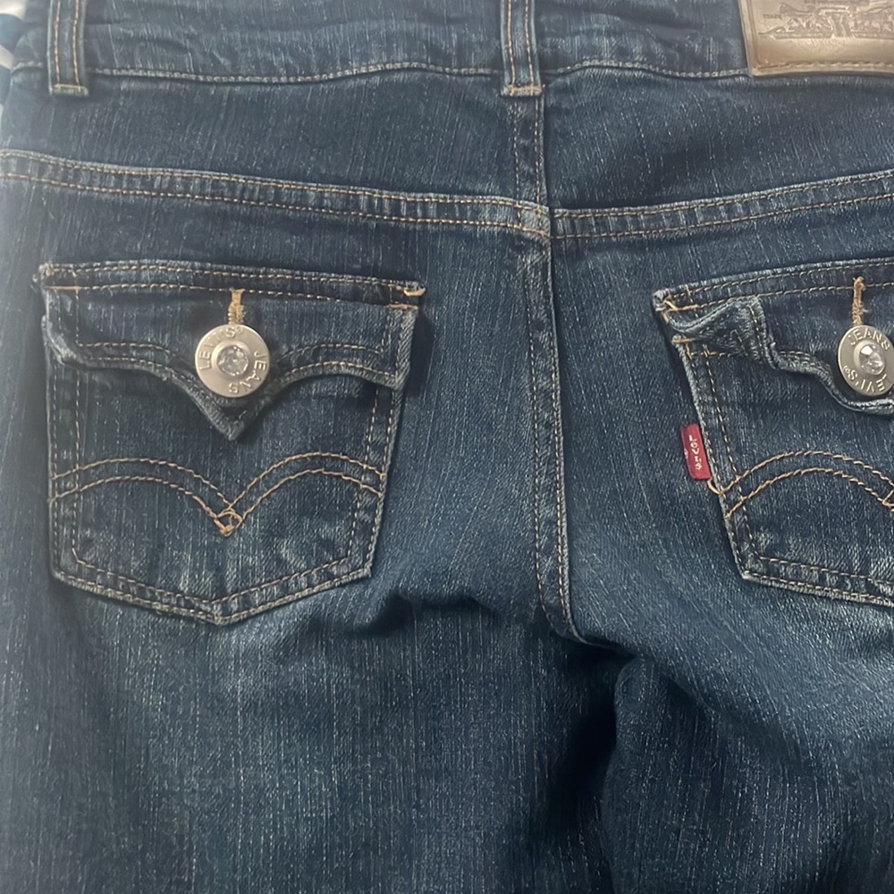 Levi's Vintage Girls Dark Denim High-Waisted Button-Button Fly Jeans Size 12 Reg - Picture 8 of 10